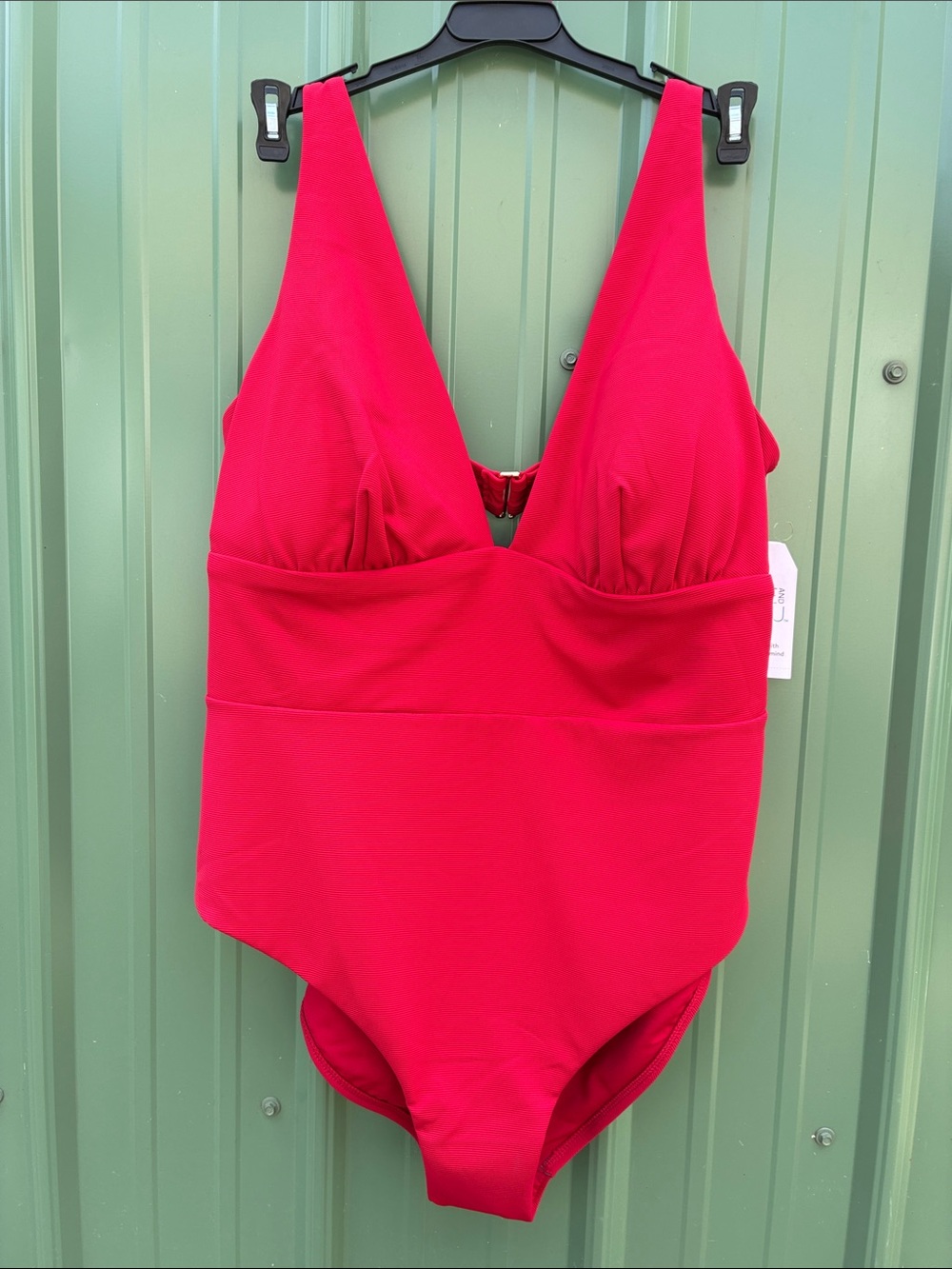 Women’s Ribbed Plunge One-Piece Swimsuit Bathing Suit Size 2X